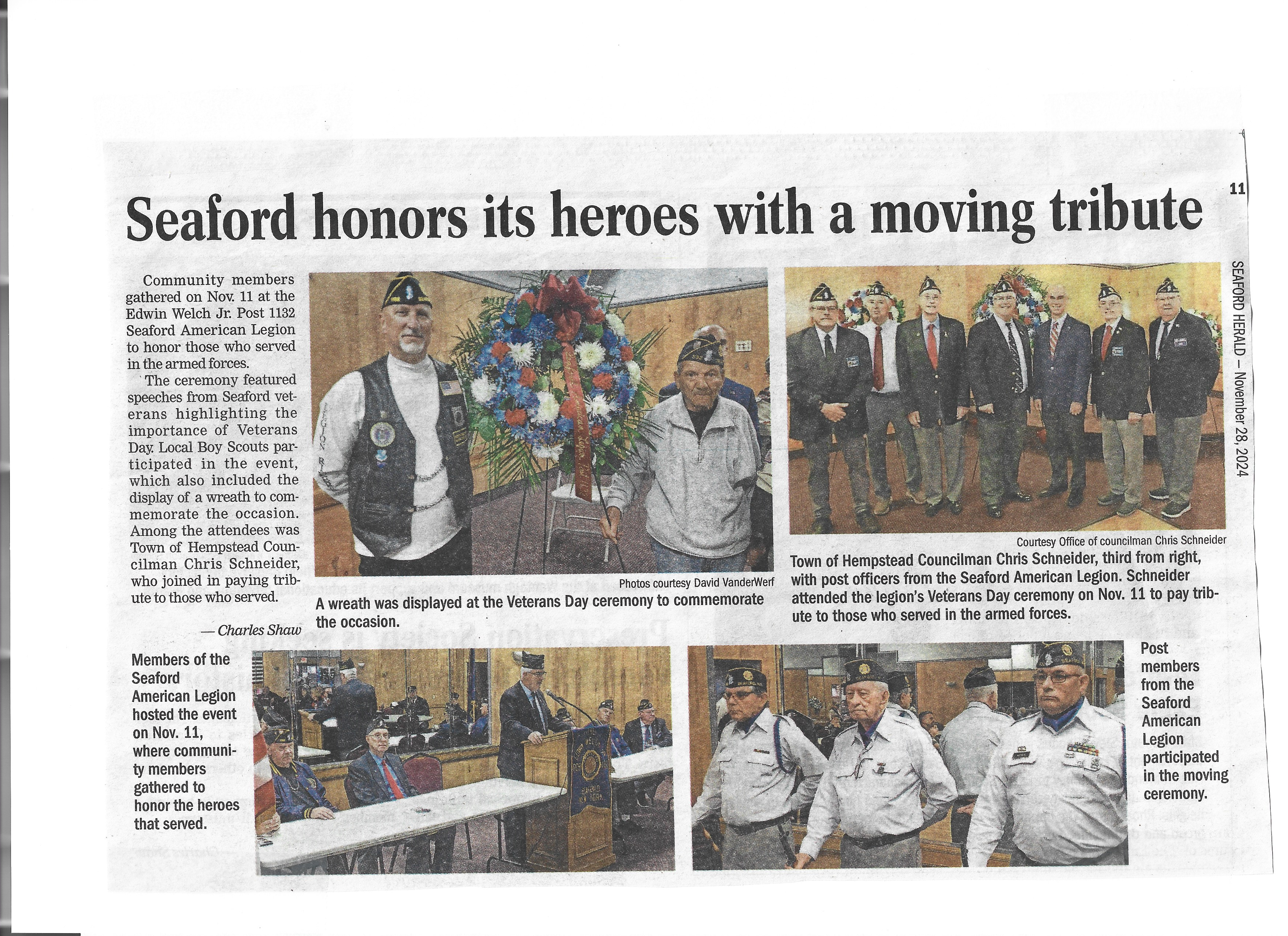 My Story…  American Legion and the Seaford Herald